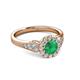 3 - Kallista Signature Emerald and Diamond Halo Engagement Ring 