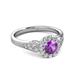 3 - Kallista Signature Amethyst and Diamond Halo Engagement Ring 