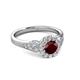 3 - Kallista Signature Red Garnet and Diamond Halo Engagement Ring 