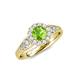 4 - Kallista Signature Peridot and Diamond Halo Engagement Ring 