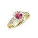 4 - Kallista Signature Rhodolite Garnet and Diamond Halo Engagement Ring 