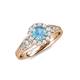 4 - Kallista Signature Blue Topaz and Diamond Halo Engagement Ring 