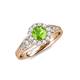 4 - Kallista Signature Peridot and Diamond Halo Engagement Ring 