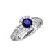 4 - Kallista Signature Blue Sapphire and Diamond Halo Engagement Ring 