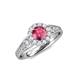 4 - Kallista Signature Pink Tourmaline and Diamond Halo Engagement Ring 