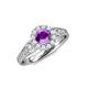 4 - Kallista Signature Amethyst and Diamond Halo Engagement Ring 