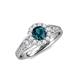 4 - Kallista Signature Blue and White Diamond Halo Engagement Ring 