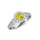 4 - Kallista Signature Yellow and White Diamond Halo Engagement Ring 