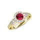 4 - Kallista Signature Ruby and Diamond Halo Engagement Ring 