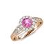 4 - Kallista Signature Lab Created Pink Sapphire and Diamond Halo Engagement Ring 