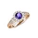 4 - Kallista Signature Iolite and Diamond Halo Engagement Ring 