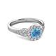 4 - Kallista Signature Blue Topaz and Diamond Halo Engagement Ring 