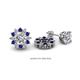1 - Florice Round Blue Sapphire and Diamond Flower Jacket Earrings 