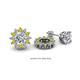 1 - Florice Round Yellow and White Diamond Flower Jacket Earrings 