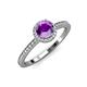 4 - Syna Signature Round Diamond and Amethyst Halo Engagement Ring 