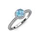 4 - Syna Signature Blue Topaz and Diamond Halo Engagement Ring 