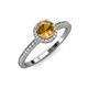 4 - Syna Signature Round Diamond and Citrine Halo Engagement Ring 