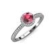4 - Syna Signature Rhodolite Garnet and Diamond Halo Engagement Ring 