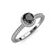 4 - Syna Signature Round Black and White Diamond Halo Engagement Ring 