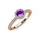 4 - Syna Signature Amethyst and Diamond Halo Engagement Ring 