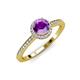 4 - Syna Signature Amethyst and Diamond Halo Engagement Ring 
