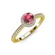 4 - Syna Signature Rhodolite Garnet and Diamond Halo Engagement Ring 