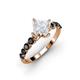 2 - Alicia Princess Cut White Sapphire and Black Diamond Engagement Ring 