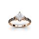 3 - Alicia Princess Cut White Sapphire and Black Diamond Engagement Ring 
