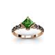 3 - Alicia Princess Cut Green Garnet and Black Diamond Engagement Ring 
