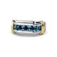 1 - Eamon Blue Diamond 5 Stone Men Wedding Ring 