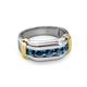 3 - Eamon Blue Diamond 5 Stone Men Wedding Ring 