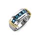 4 - Eamon Blue Diamond 5 Stone Men Wedding Ring 