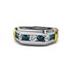 1 - Brad Round Blue and White Diamond 7 Stone Men Wedding Ring 