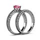 5 - Florian Classic Pink Tourmaline Solitaire Bridal Set Ring 