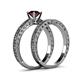 5 - Florian Classic Red Garnet Solitaire Bridal Set Ring 