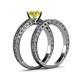 5 - Florian Classic Round Yellow Diamond Solitaire Bridal Set Ring 