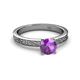 4 - Cael Classic 6.50 mm Round Amethyst Solitaire Engagement Ring 