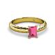 2 - Eudora Classic 7x5 mm Emerald Shape Pink Tourmaline Solitaire Engagement Ring 