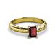 2 - Eudora Classic 7x5 mm Emerald Shape Red Garnet Solitaire Engagement Ring 