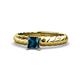 1 - Eudora Classic 5.5 mm Princess Cut Blue Diamond Solitaire Engagement Ring 
