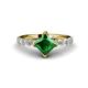1 - Alicia Diamond and Princess Cut Lab Created Emerald Engagement Ring 