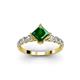 2 - Alicia Diamond and Princess Cut Lab Created Emerald Engagement Ring 