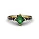 1 - Alicia Princess Cut Lab Created Emerald and Black Diamond Engagement Ring 