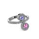 3 - Raene Tanzanite and Pink Sapphire with Side Diamonds Bypass Ring 