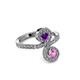 3 - Raene Amethyst and Pink Sapphire with Side Diamonds Bypass Ring 