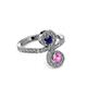 3 - Raene Blue and Pink Sapphire with Side Diamonds Bypass Ring 