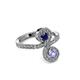 3 - Raene Blue Sapphire and Tanzanite with Side Diamonds Bypass Ring 