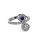 3 - Raene Blue Sapphire and Diamond with Side Diamonds Bypass Ring 