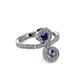 3 - Raene Blue Sapphire and Iolite with Side Diamonds Bypass Ring 