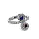 3 - Raene Blue Sapphire and Red Garnet with Side Diamonds Bypass Ring 